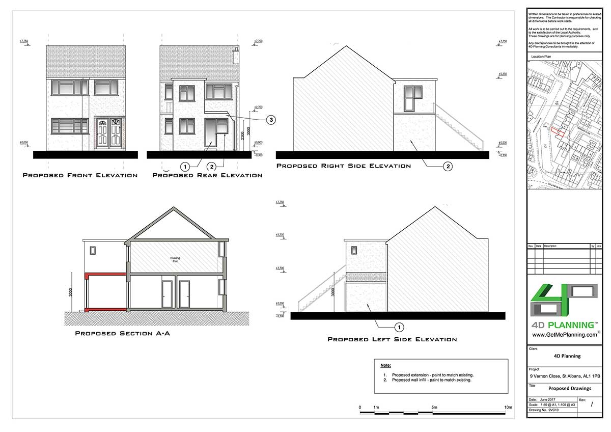 Proposed-drawings-elevations-plans-sections-single-storey-extension-to-garden-flat